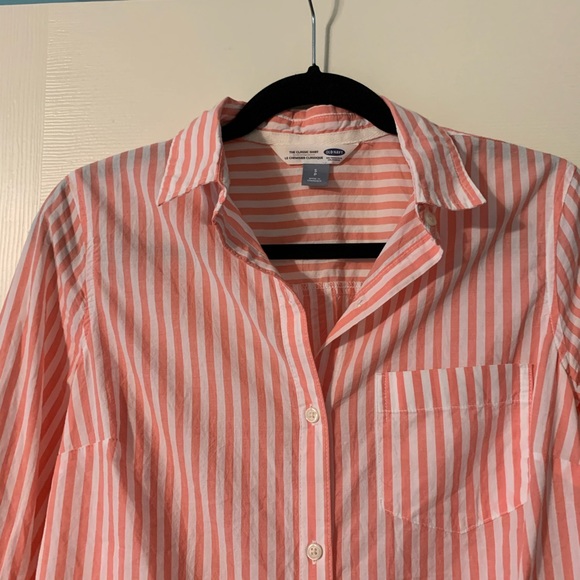 pink and white striped half sleeve button up - Picture 4 of 5
